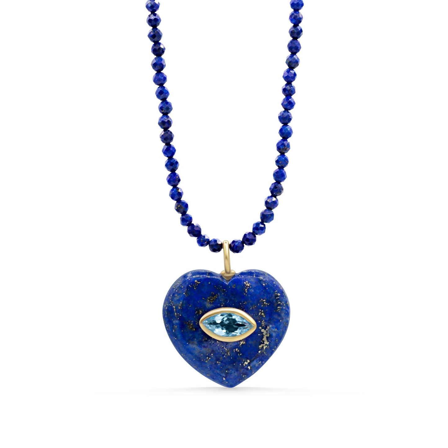 Blue Devotion – Lapis Lazuli & Blue Topaz Heart Necklace