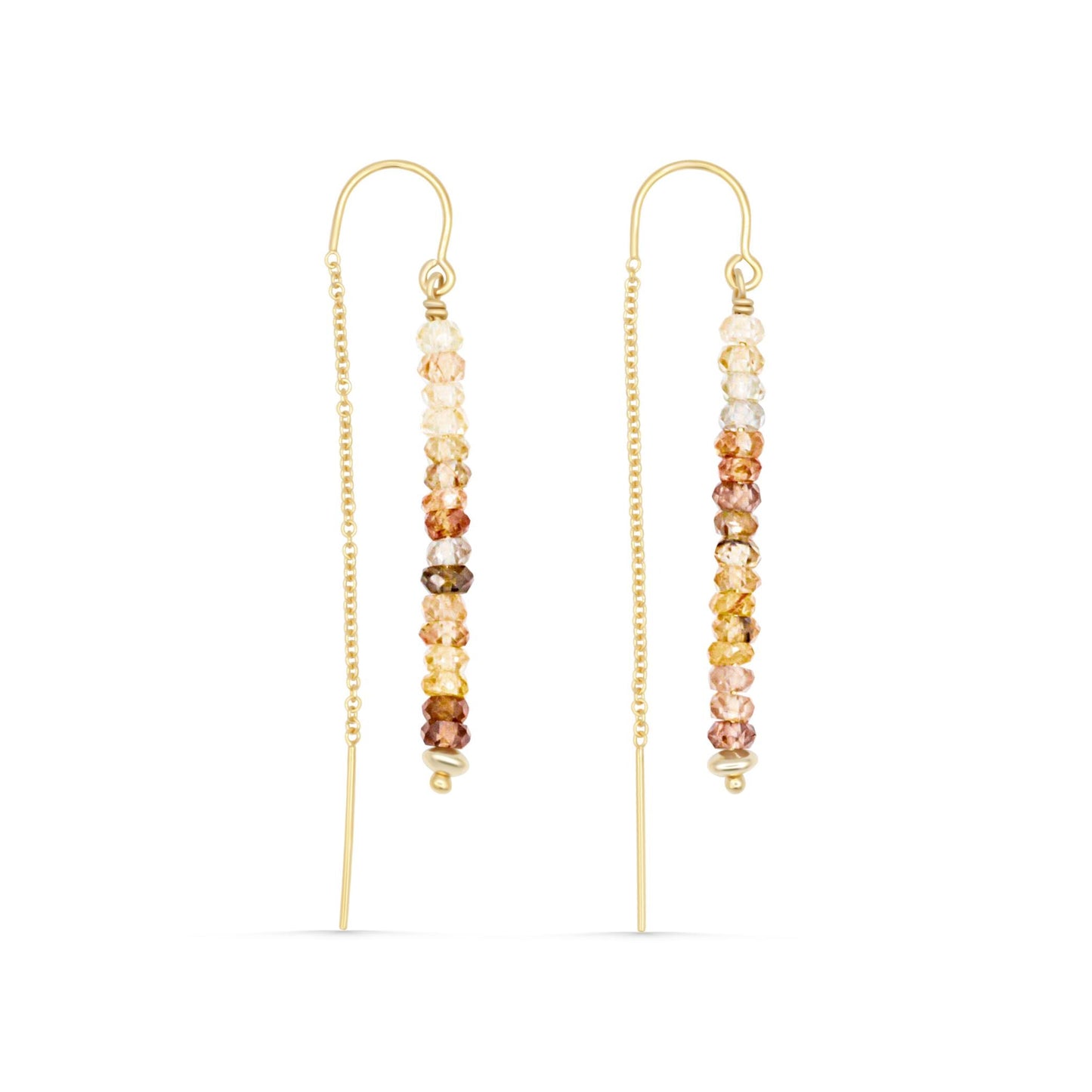 Zircon Ombré Threader Earrings – Warm Light & Effortless Sparkle