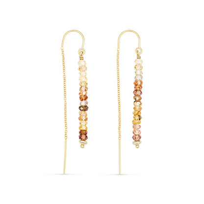 Zircon Ombré Threader Earrings – Warm Light & Effortless Sparkle