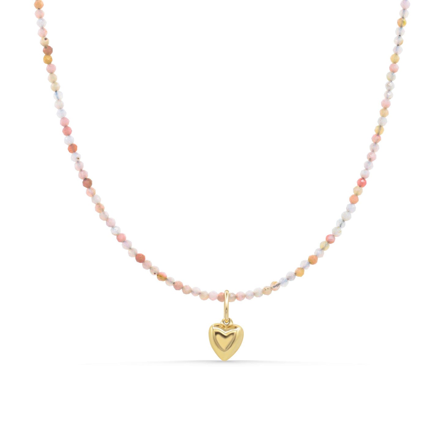 Pink Opal Puffy Heart Choker – Soft Color & Sweet Romance
