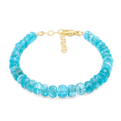 Apatite Bracelet, beaded apatite bracelet | Stunning faceted blue apatite bracelet, quality apatite jewelry, apatite