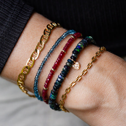 Black Ethiopian Opal & Diamond Heart Bracelet