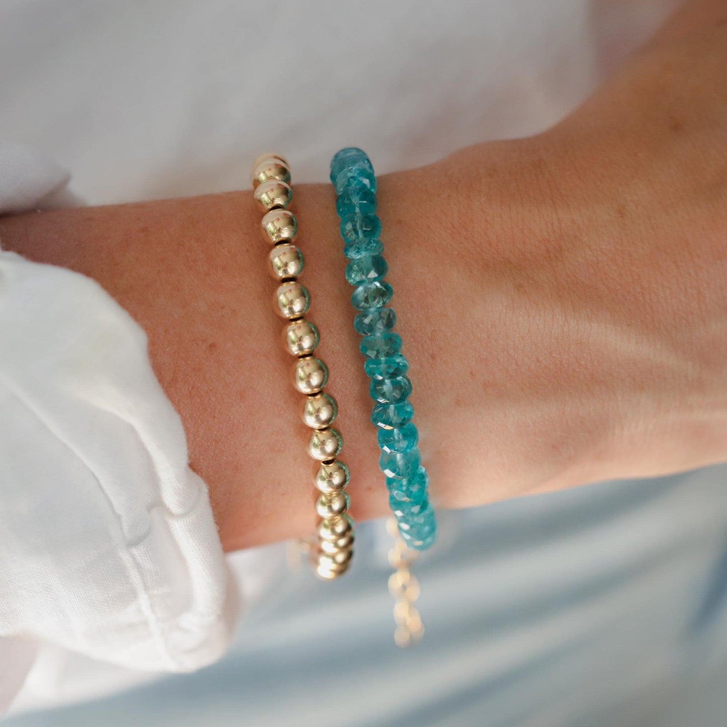 Apatite Bracelet, beaded apatite bracelet | Stunning faceted blue apatite bracelet, quality apatite jewelry, apatite