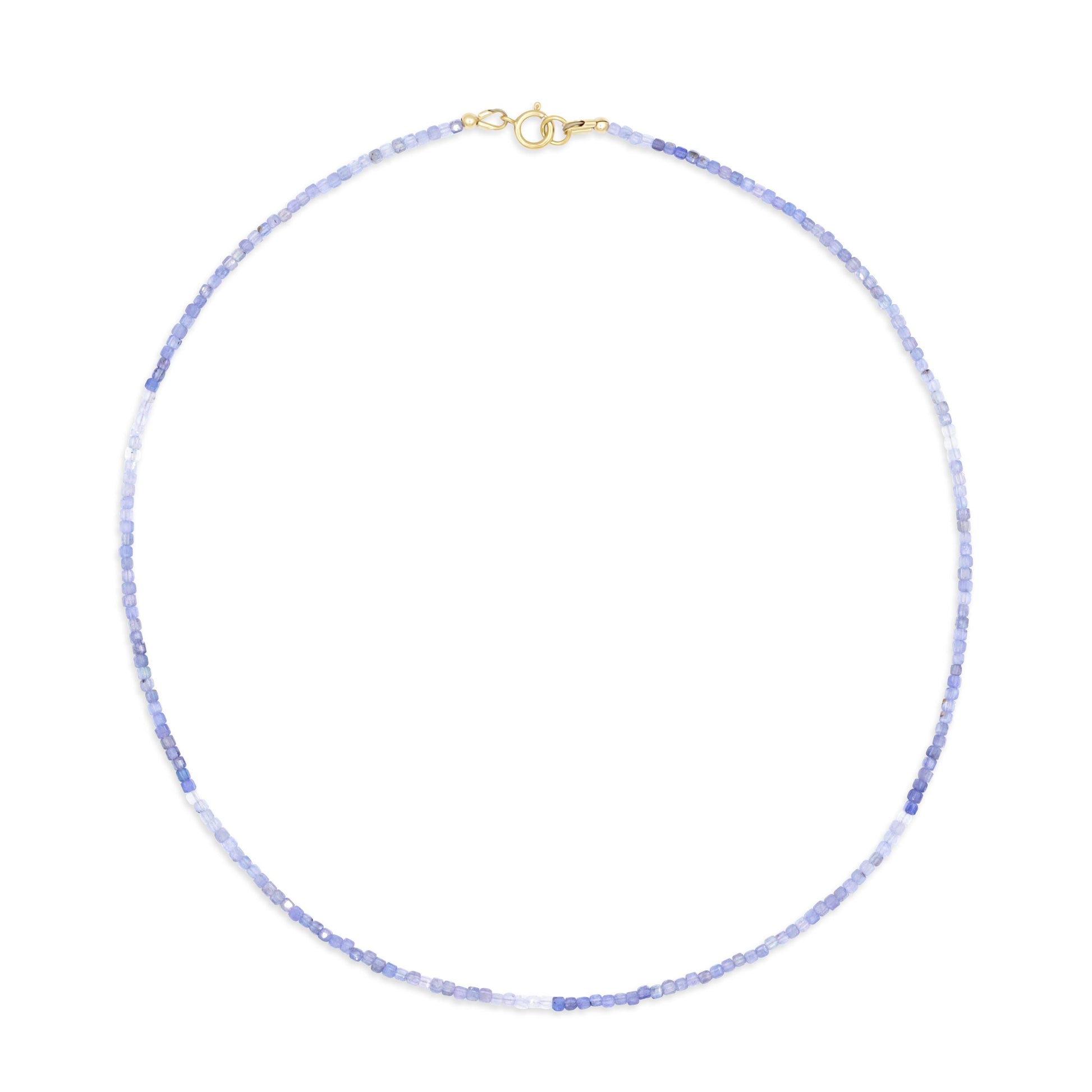 Tanzanite beaded cube necklace