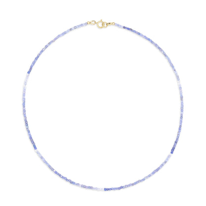Tanzanite beaded cube necklace