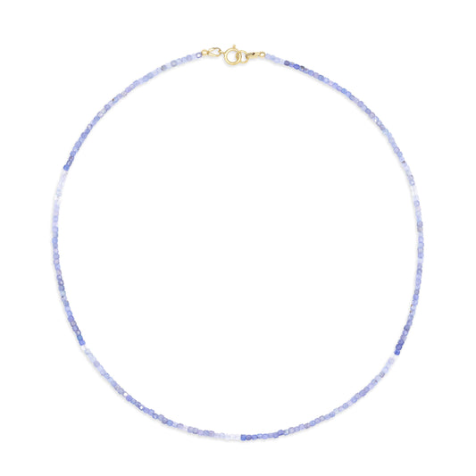 Tanzanite beaded cube necklace