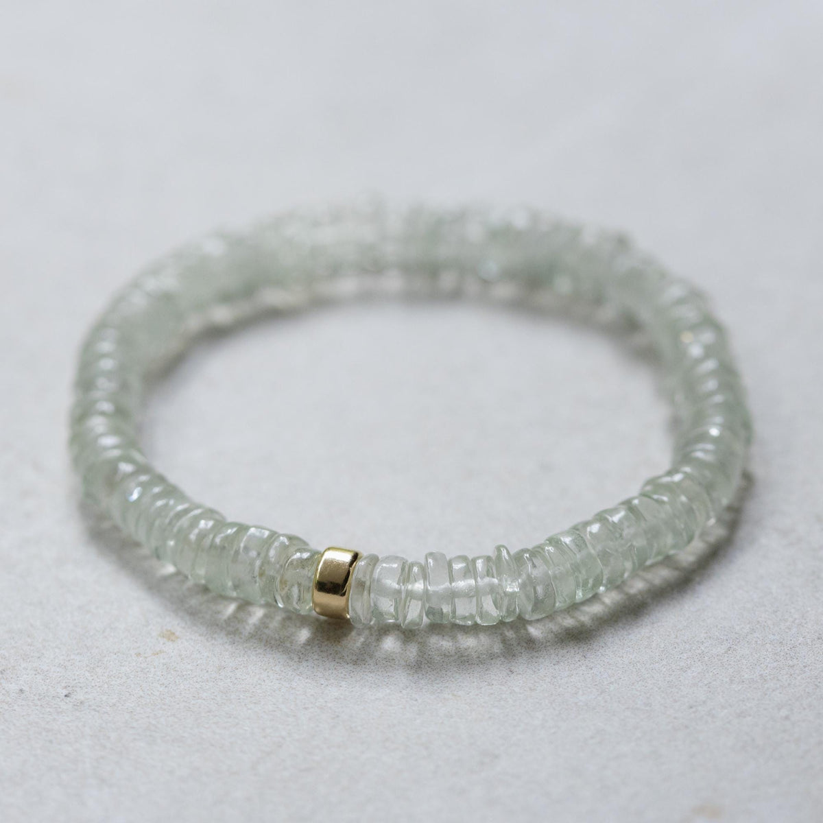 Natural Green Amethyst Bracelet, Prasiolite Heishi Bracelet, Sterling Silver or Solid 14K Gold, Genuine Gemstone Jewelry, Handmade Canada