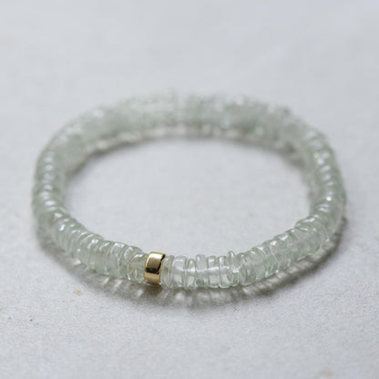 Natural Green Amethyst Bracelet, Prasiolite Heishi Bracelet, Sterling Silver or Solid 14K Gold, Genuine Gemstone Jewelry, Handmade Canada
