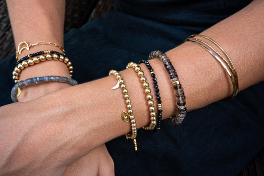 Sleek Black Spinel Bracelet – 14K gold filled