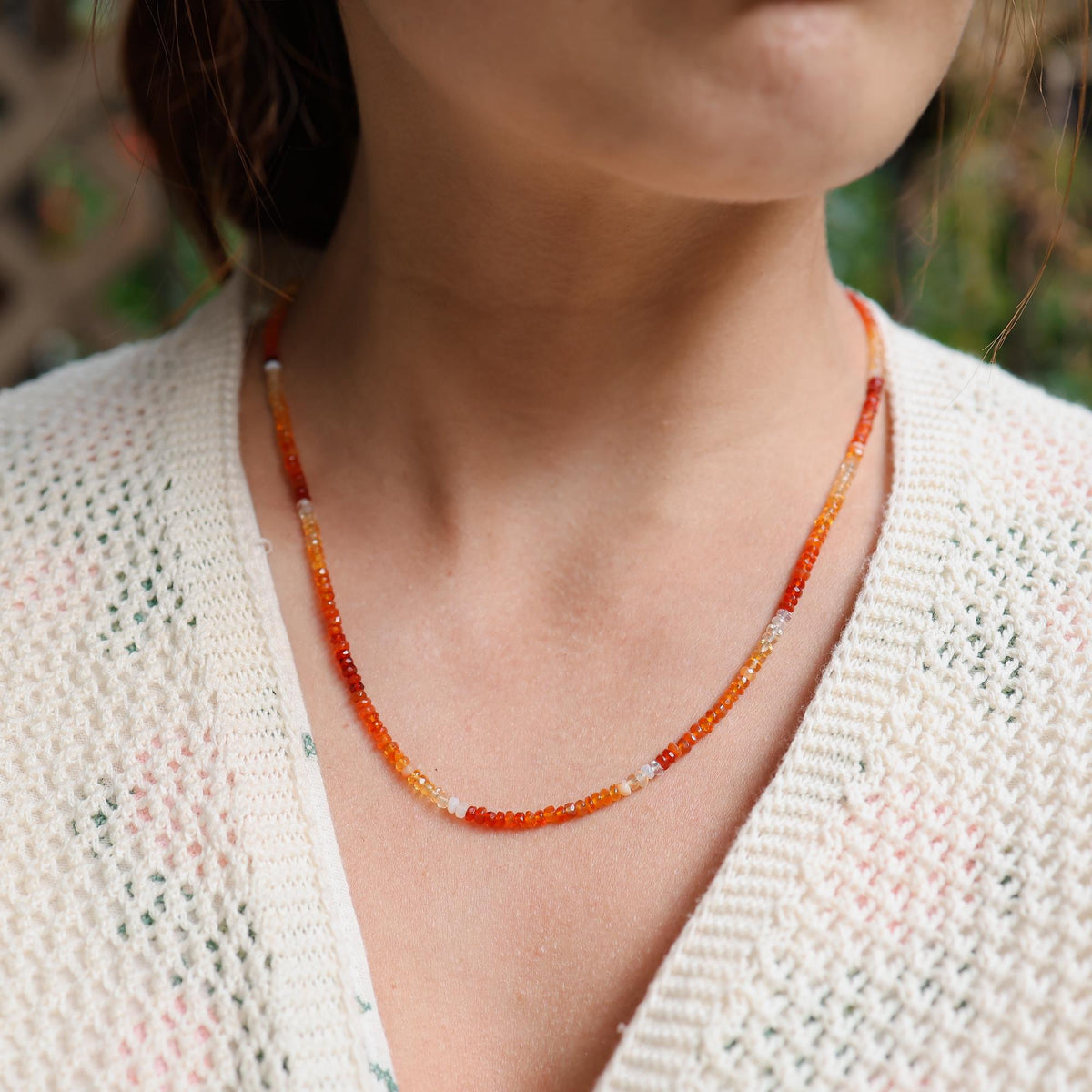Rare Glow Mexican Fire Opal Necklace