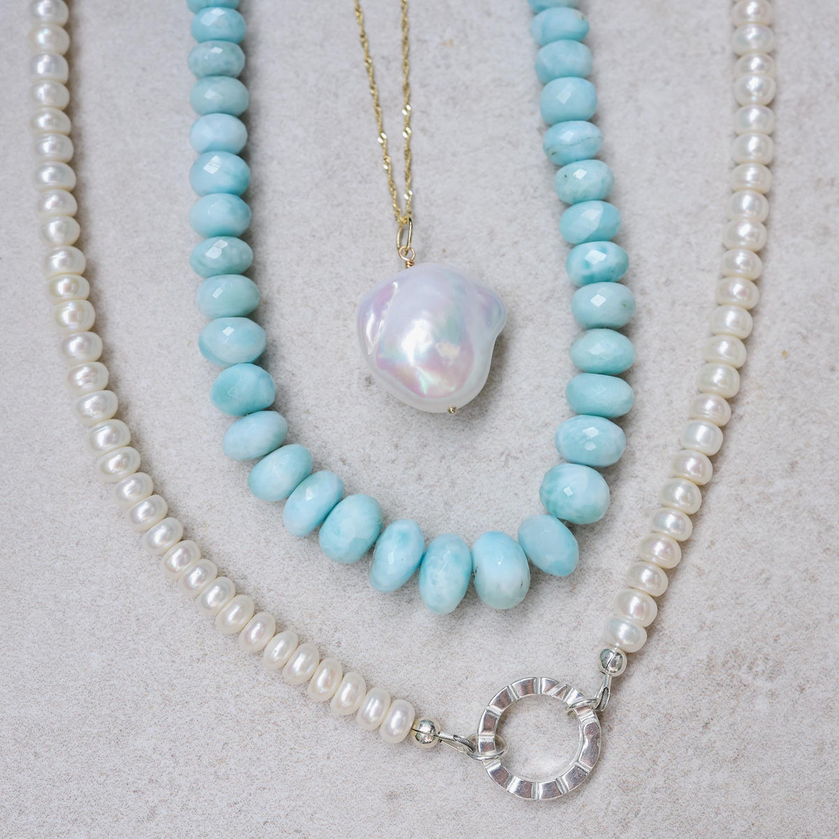 Pearl Carabiner Necklace