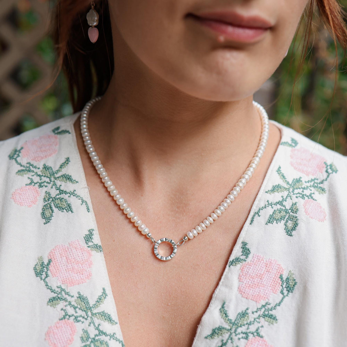 Pearl Carabiner Necklace