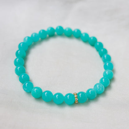 Russian Amazonite & Diamond Bracelet – Solid 14K Gold