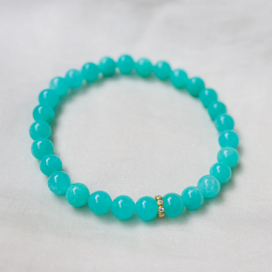 Russian Amazonite & Diamond Bracelet – Solid 14K Gold