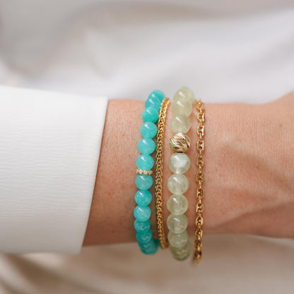 Russian Amazonite & Diamond Bracelet – Solid 14K Gold