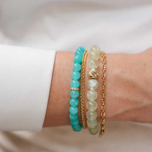 Russian Amazonite & Diamond Bracelet – Solid 14K Gold