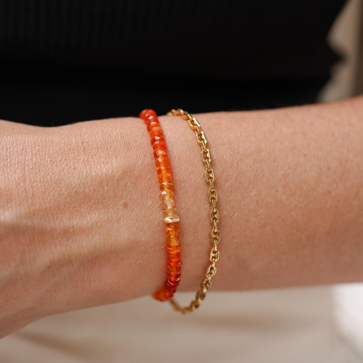 Mexican Fire Opal Ombré Bracelet – Solid 14K Gold