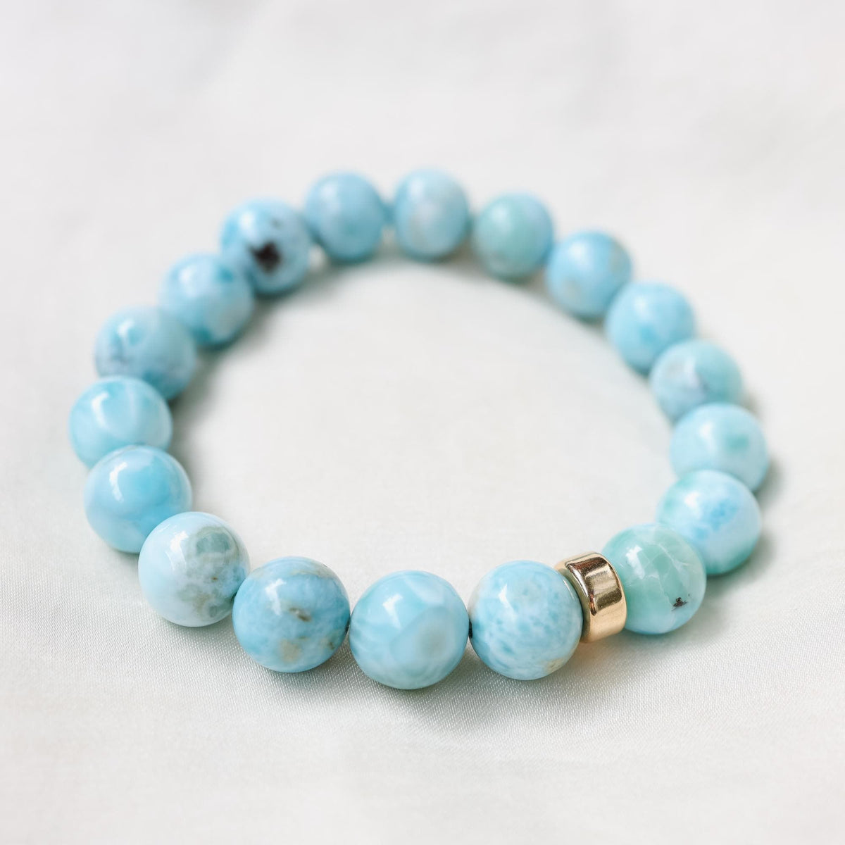 Larimar Bracelet 10mm - 14K