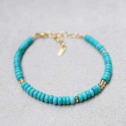 Blue-Green Natural Turquoise Bracelet – 14K Gold Filled