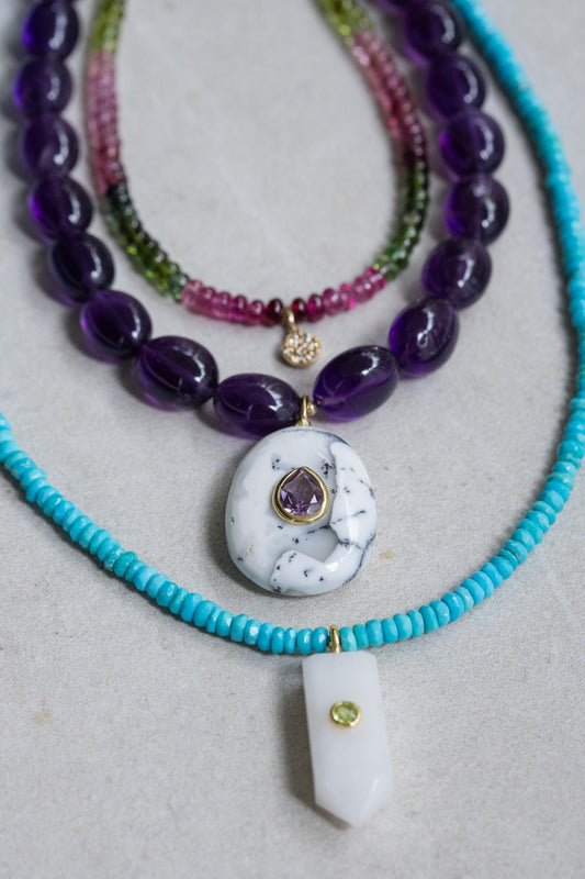 Violet Muse Amethyst Necklace - Dendrite Opal
