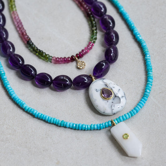 Capri Muse Necklace - Turquoise, Agate, Peridot