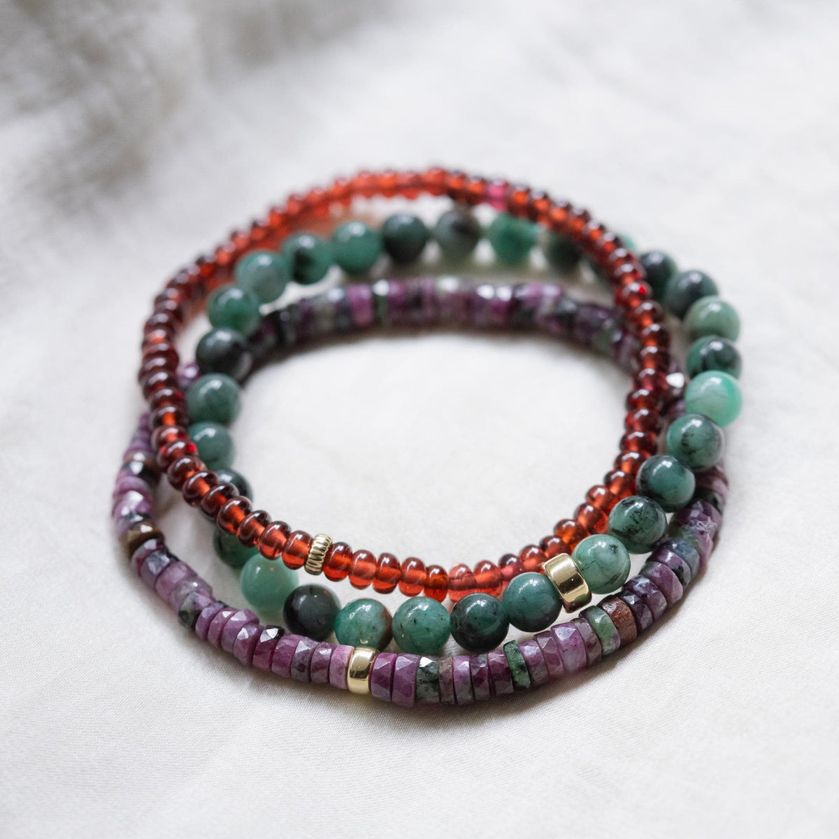 Ruby Zoisite Heishi Bracelet