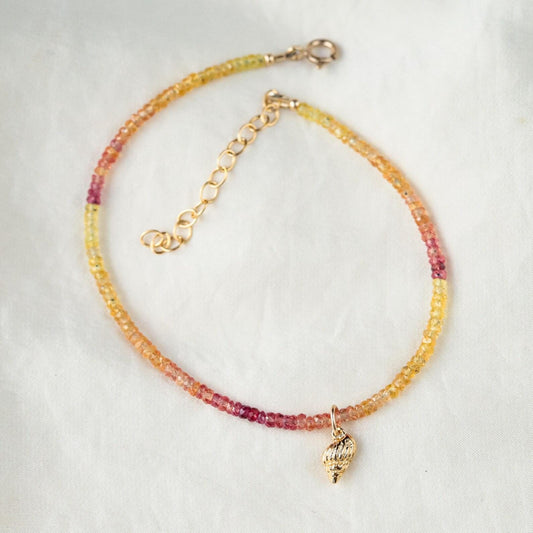 Pink & Yellow Songea Sapphire anklet – [EAPM1506] Faceted 3mm Sapphire Rondel, Handmade in Canada