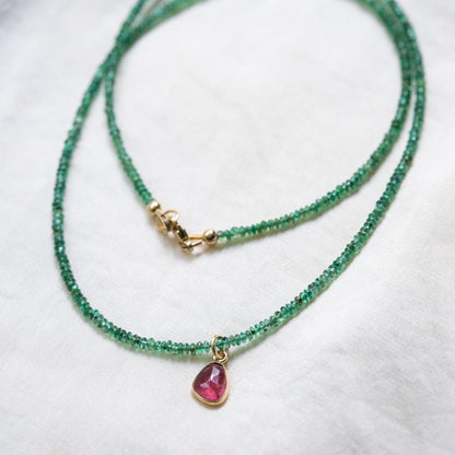 Zambian Emerald + Pink Tourmaline Necklace