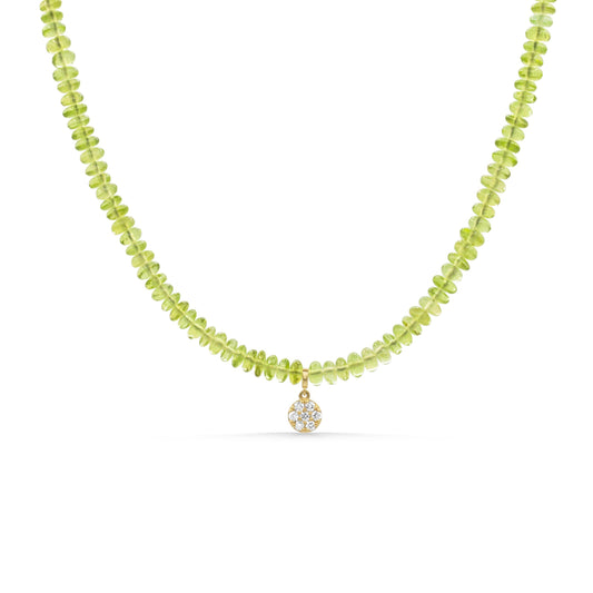 Peridot & Diamond Necklace – Natural Gemstones and Solid 14K Gold