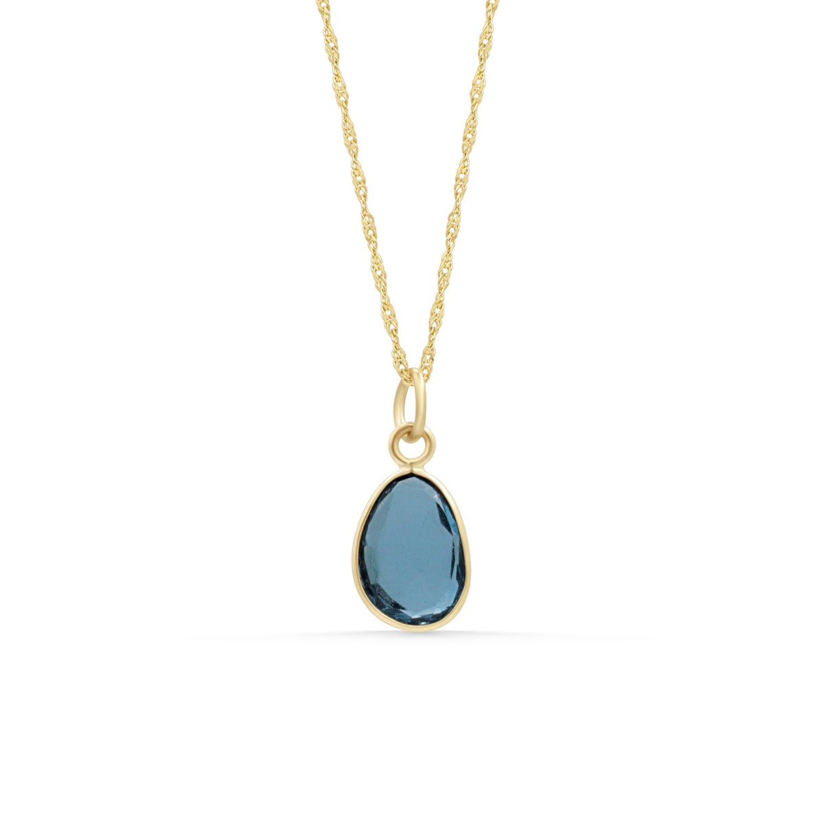 London Blue Topaz Pendant – Genuine London Blue Topaz Necklace, Solid 14K Gold Pendant, Blue Gemstone Necklace, Minimalist Luxury Jewelry