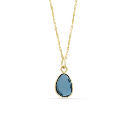 London Blue Topaz Pendant – Genuine London Blue Topaz Necklace, Solid 14K Gold Pendant, Blue Gemstone Necklace, Minimalist Luxury Jewelry
