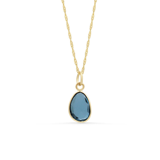London Blue Topaz Pendant – Genuine London Blue Topaz Necklace, Solid 14K Gold Pendant, Blue Gemstone Necklace, Minimalist Luxury Jewelry