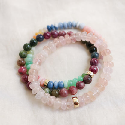Morganite Smooth Rondel Bracelet 8mm