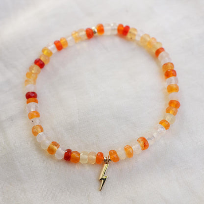 Mexican Fire Opal & Lightning Bolt Bracelet – Solid 14K Gold