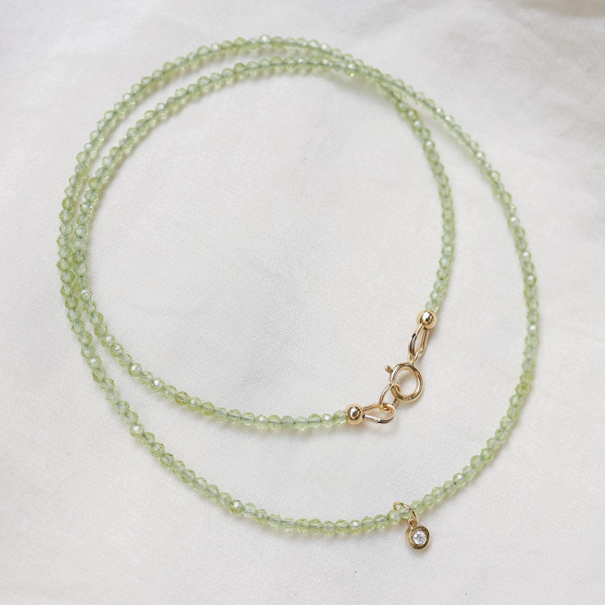 Peridot Diamond Necklace - 14K