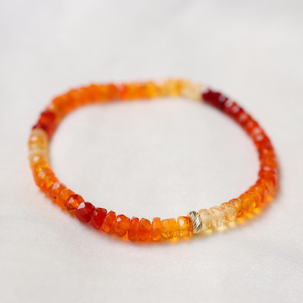 Mexican Fire Opal Ombré Bracelet – Solid 14K Gold