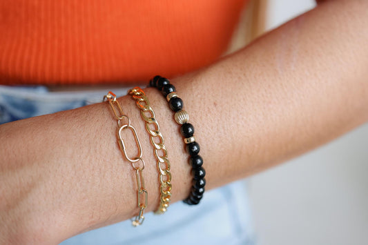 Earthly Abundance Jewelry Essential Link Paperclip Bracelet featuring sleek, interconnected paperclip-style links in a modern design.