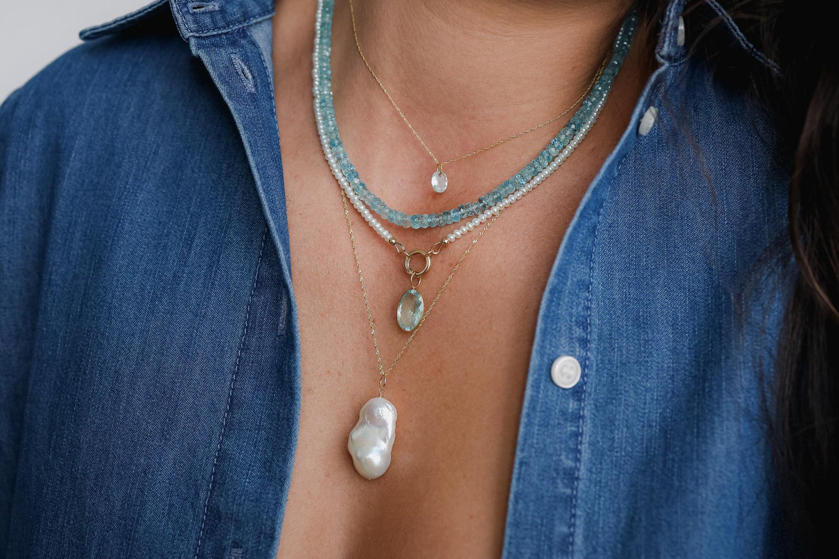 Freshwater Pearl Necklace with 14K Gold Carabiner