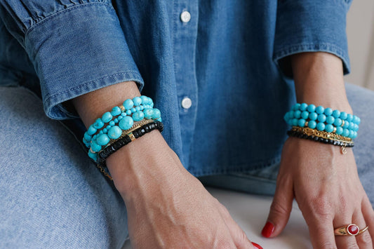 Black Tourmaline Heishi bracelet by Earthly Abundance featuring small, polished black tourmaline beads strung on a durable cord.