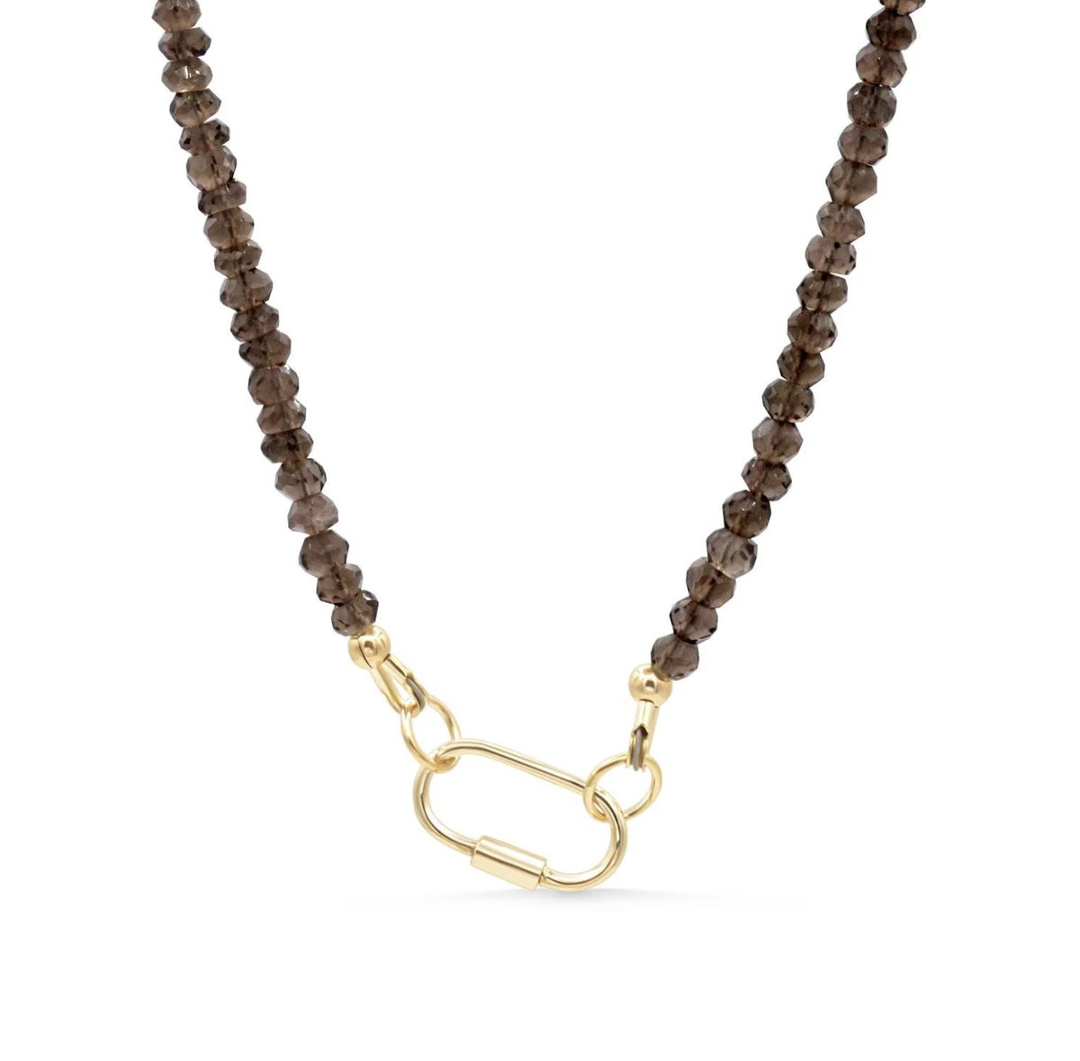 Smoky Quartz Screw Carabiner Necklace