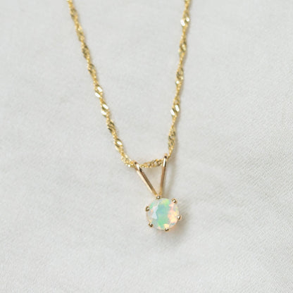 Ethiopian Opal 4mm & Solid Gold Singapore Chain Necklace