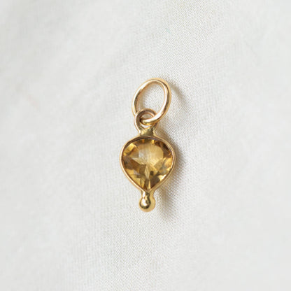 Tiny Gemstone Drop Charms – Solid 14K Gold
