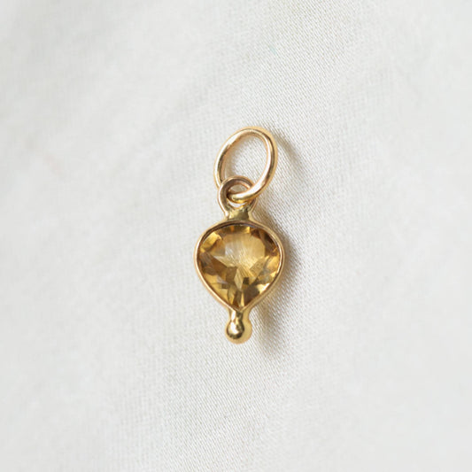 Tiny Gemstone Drop Charms – Solid 14K Gold