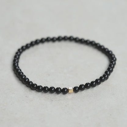 Black Tourmaline Bracelet 4mm [EBBP1014] | Genuine Black Tourmaline | Energy Bracelet 4mm | Strength Protection Stamina