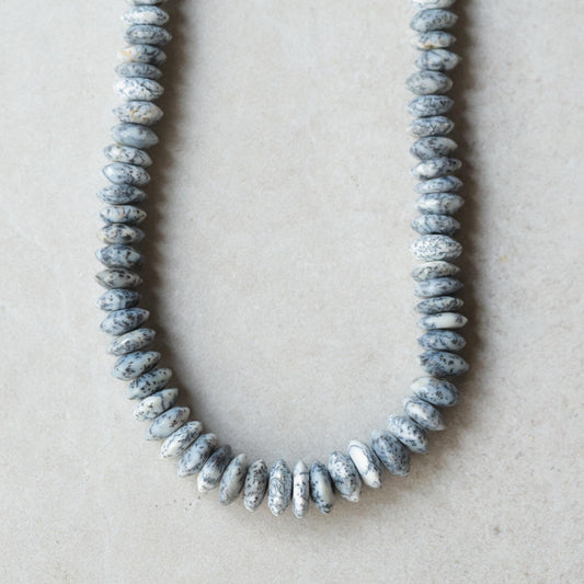 Dendritic Opal Necklace by Earthly Abundance featuring a polished dendritic opal pendant on a silver chain.