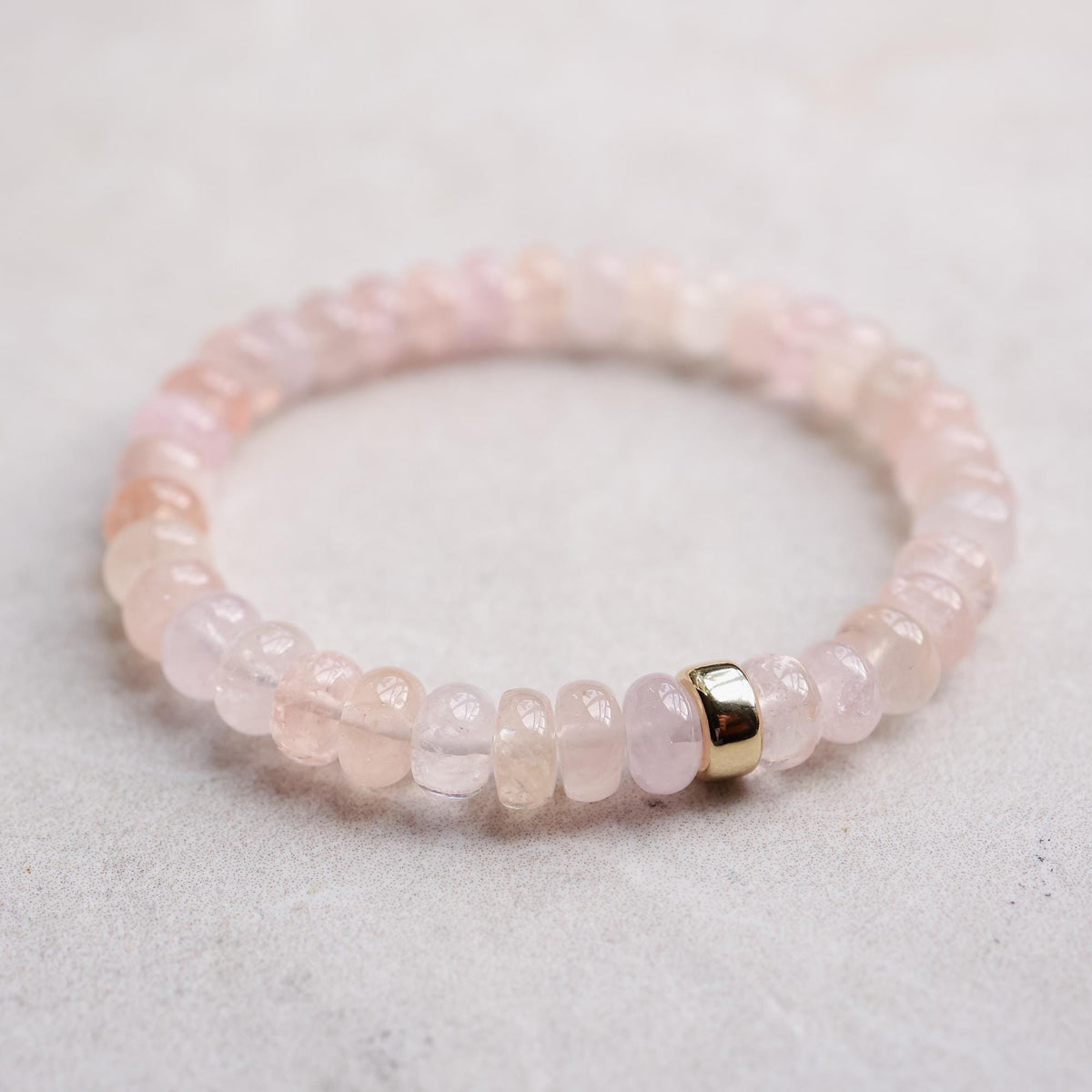 Morganite Smooth Rondel Bracelet 8mm