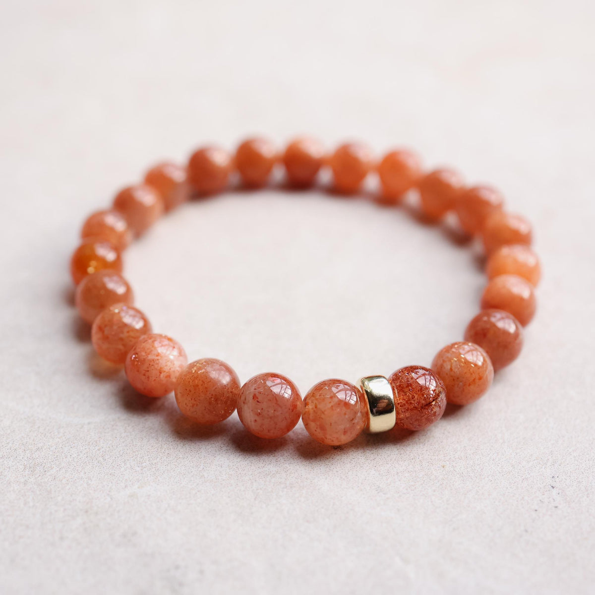 Warm Orange Sunstone Bracelet 8mm