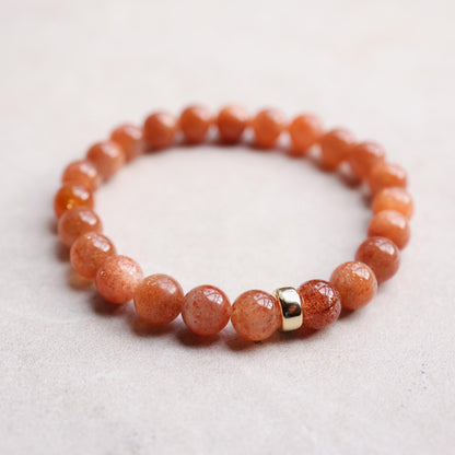 Warm Orange Sunstone Bracelet 8mm