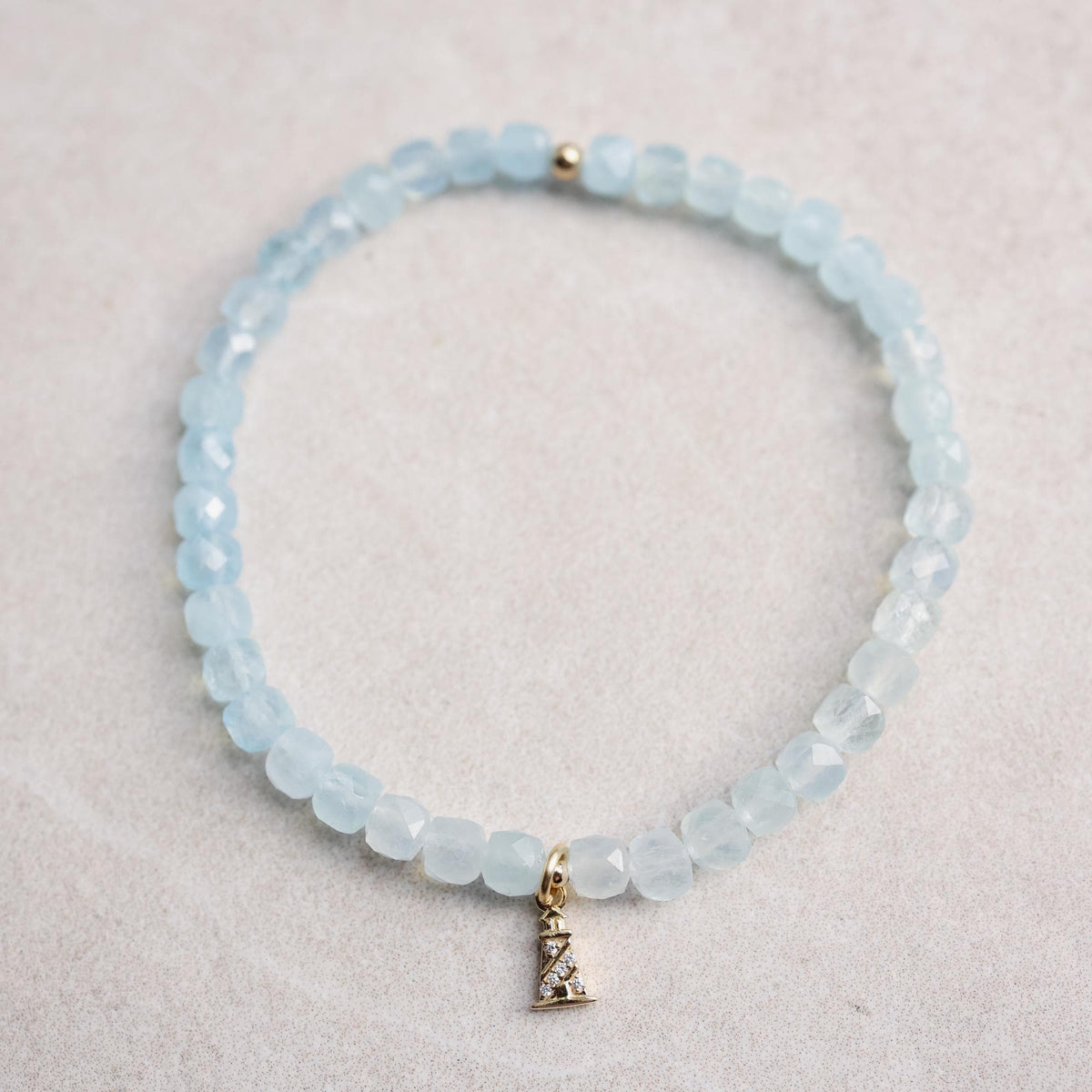 Aquamarine & Diamond Lighthouse Bracelet – Solid 14K Gold