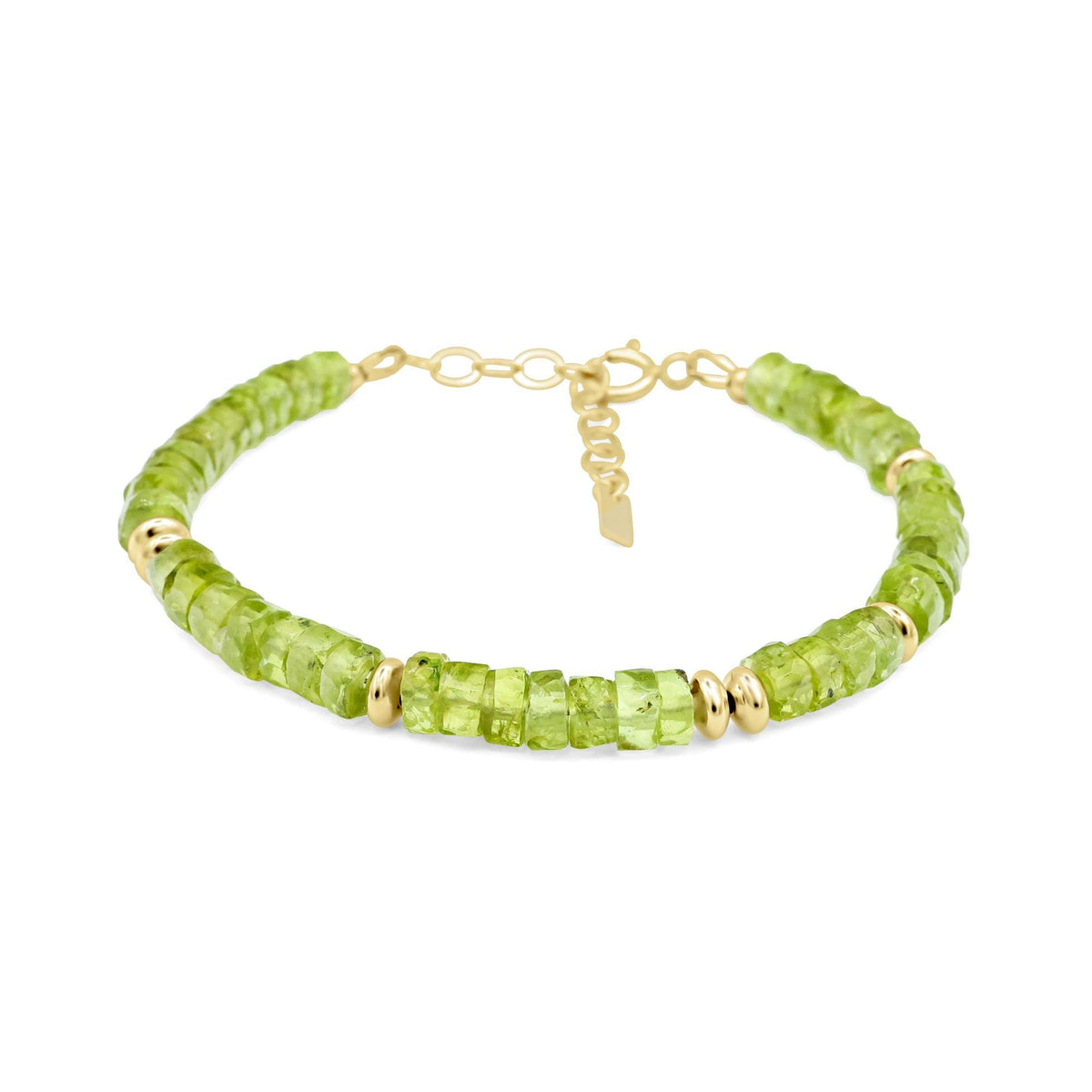 Smooth peridot rondel bracelet
